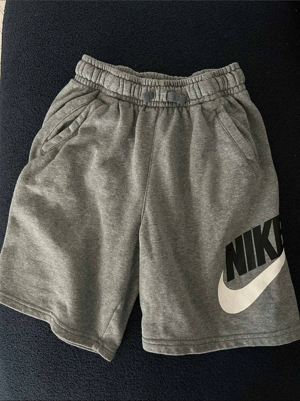 Nike Gray & White Swoosh Kids Athletic Shorts